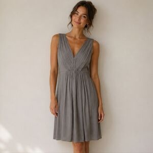 J. Crew 100% Silk Mini Dress Grey VNeck Quiet Luxury